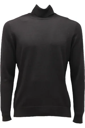 LA FILERIA Homme, Pulls, Noir, Taille: M Pull à Col Roulé en Laine Fabriqué en Italie