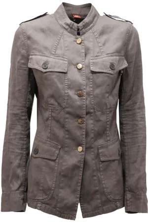 Dondup Femme, Vestes, Vert, Taille: 38 FR Veste Vintage en Lin/Coton Vert