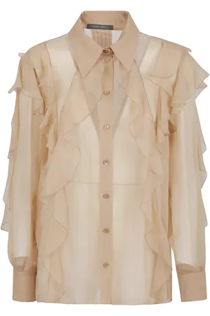 Alberta Ferretti Femme, Blouses et Chemises, Rose, Taille: 36 FR Soie Rose Violet Chemise Coupe Élégante
