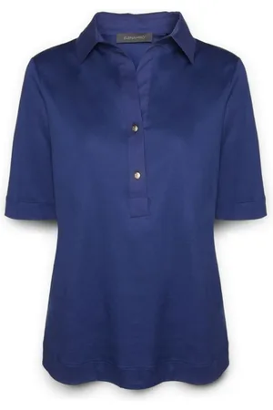 Elena Miro Femme, Blouses et Chemises, Bleu, Taille: 42 FR T-shirt avec col et boutons