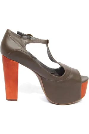 Jeffrey Campbell Femme, Chaussures, Brun, Taille: 40 EU Foxy Wood Sandale Marron