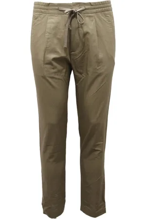 Paolo Pecora Homme, Pantalons, Vert, Taille: S Pantalon vert en coton/lin avec poches