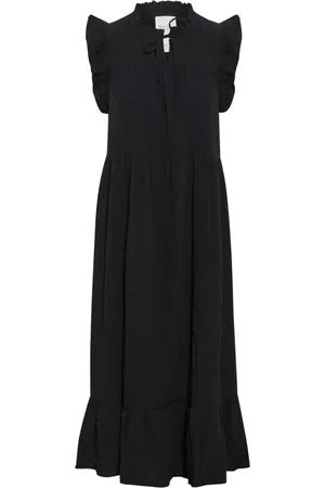 Part Two Femme, Robes, Noir, Taille: 40 FR Robe noire avec détails à volants