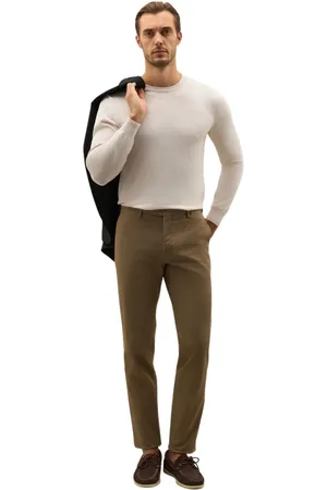 Boglioli Homme, Pantalons, Vert, Taille: S Chinos droits en coton stretch
