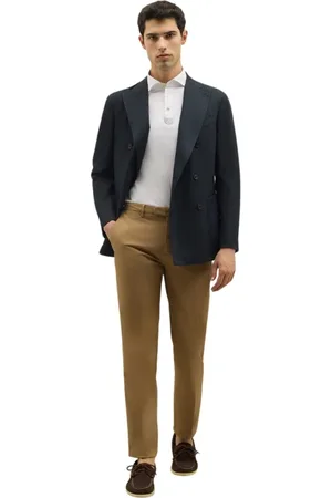 Boglioli Homme, Vestes, Bleu, Taille: 2XL Veste K en sergé de coton et lin à double boutonnage