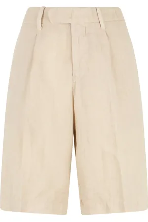 Boglioli Homme, Shorts, , Taille: XL Shorts Bermuda plissés en lin teint en pièce