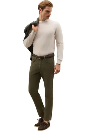 Boglioli Homme, Pantalons, Vert, Taille: W34 Pantalon en coton et soie teint en pièce à 5 poches