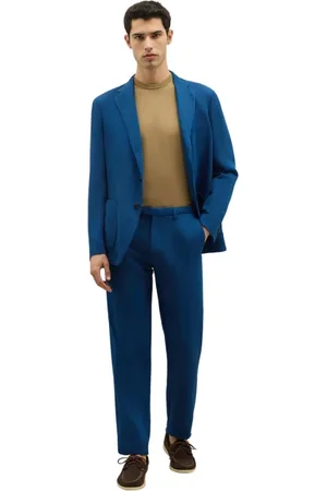 Boglioli Homme, Costumes, Bleu, Taille: XL Costume en coton lin satiné Dover