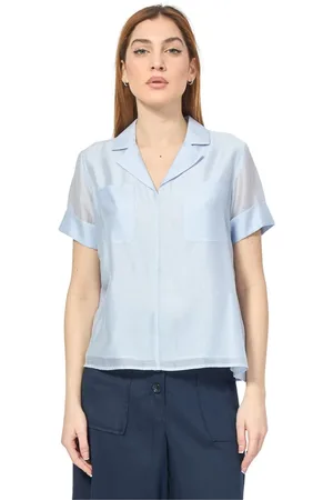Alessia Santi Femme, Blouses et Chemises, Bleu, Taille: 36 FR Chemise Bleu Clair Col en V