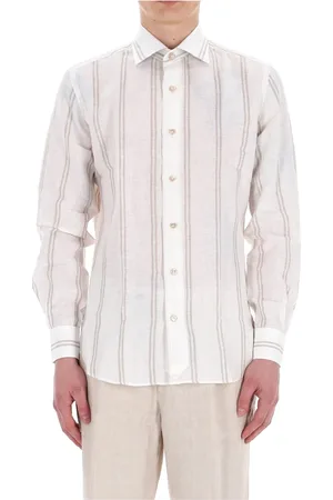 ELEVENTY Homme, Chemises, Blanc, Taille: L Chemise à rayures en lin