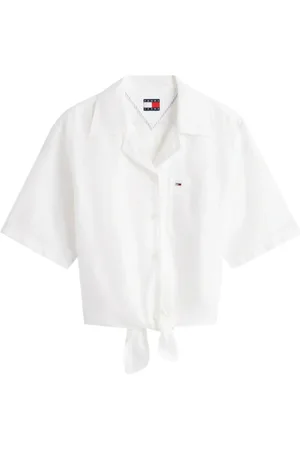 Tommy Hilfiger Femme, Blouses et Chemises, Blanc, Taille: 42 FR Chemise en coton avec logo et poche