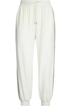 Liu Jo Femme, Pantalons, Blanc, Taille: 36 FR Pantalon de jogging à bandes à paillettes