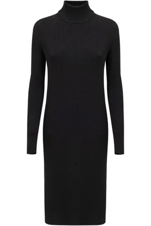 Bottega Veneta Femme, Robes, Noir, Taille: 36 FR Robe Midi en Laine Noire