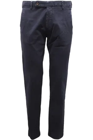 Berwich Homme, Pantalons, Bleu, Taille: S Pantalon Marine Satin Coton Stretch