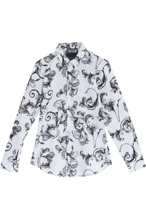 VERSACE Homme, Chemises, Multicolore, Taille: XL Chemise en Coton Blanc à Imprimé Baroque