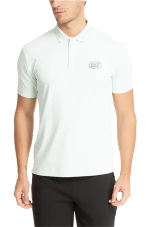 EA7 Homme, Tops, Bleu, Taille: M Polo à Fermeture Éclair Uni Logo Détail