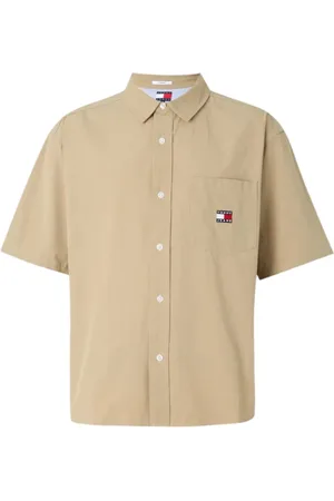 Tommy Hilfiger Homme, Chemises, Brun, Taille: M Chemise en coton avec logo et col français