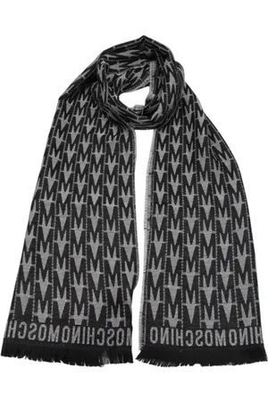 Moschino Homme, Accessoires, Gris, Taille: ONE Size Écharpe en laine avec bordures à franges