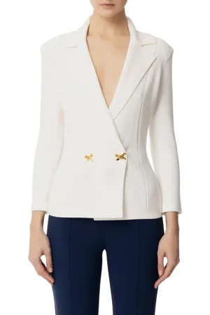 Elisabetta Franchi Femme, Vestes, , Taille: 42 FR Veste en Tricot Ivoire avec Détails de Bijoux