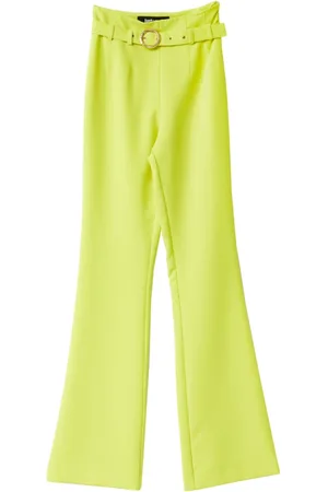 Roberto Cavalli Femme, Pantalons, Vert, Taille: 38 FR Pantalon Taille Haute Évasé en Vert Acide