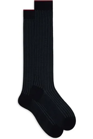 Gallo Homme, Sous-vêtements, Multicolore, Taille: S Chaussettes longues en laine et coton bleu pour hommes à côtes jumelles