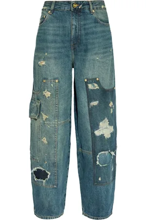 Ganni Femme, Jeans, Bleu, Taille: W27 Jean Large Bleu Délavé Effet Vieilli