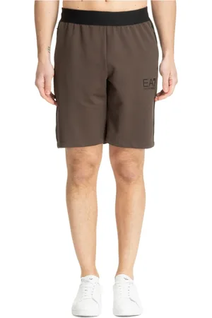 EA7 Homme, Shorts, Brun, Taille: M Short de piste à cordon avec logo
