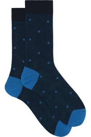 Gallo Homme, Sous-vêtements, Bleu, Taille: L Chaussettes courtes en coton bleu océan pour hommes avec des pois sur une base irisée.