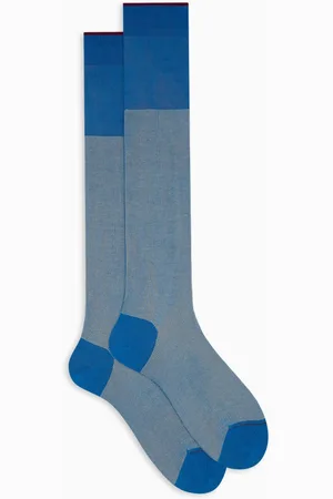 Gallo Homme, Sous-vêtements, Multicolore, Taille: M Chaussettes longues en coton à motif perlé bleu clair pour hommes