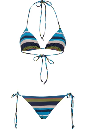 Gallo Femme, Maillots de bain, Multicolore, Taille: 36 FR Bikini triangle bleu pour femmes avec des rayures multicolores