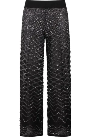 CIRCUS HOTEL Femme, Pantalons, Noir, Taille: 38 FR Pantalon Évasé à Paillettes