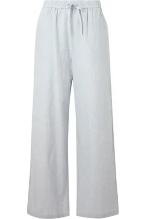 Tommy Hilfiger Femme, Pantalons, Bleu, Taille: 40 FR Pantalon large en lin avec taille élastique