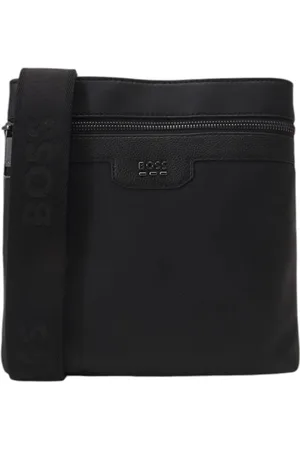 HUGO BOSS Homme, Sacs, Noir, Taille: ONE Size Sac plat pour homme en simili cuir avec bandoulière réglable et poche avant