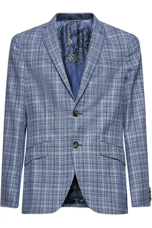 Etro Homme, Vestes, Bleu, Taille: 2XL Veste Bleue en Laine et Coton
