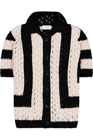 LANEUS Homme, Pulls, Noir, Taille: M Polo boxy tricoté