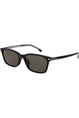 HUGO BOSS Homme, Accessoires, Noir, Taille: ONE Size Lunettes de Soleil Rectangulaires Noires avec Protection UV