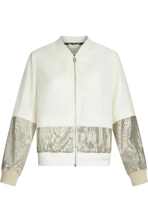 Liu Jo Femme, Vestes, Blanc, Taille: 36 FR Bomber à sequins avec détails en tricot