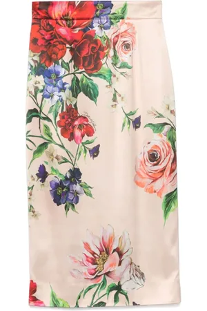 Dolce & Gabbana Femme, Jupes, Multicolore, Taille: 38 FR Jupe Rose avec Fente Arrière