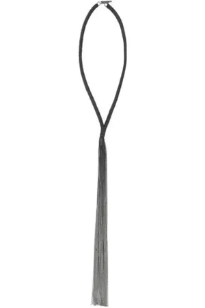Brunello Cucinelli Femme, Accessoires, Gris, Taille: ONE Size Collier avec Bijoux Suspendus et Fermoir en T