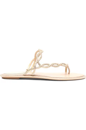 RENE CAOVILLA Femme, Chaussures, , Taille: 39 1/2 EU Sandales Beiges au Style Unique