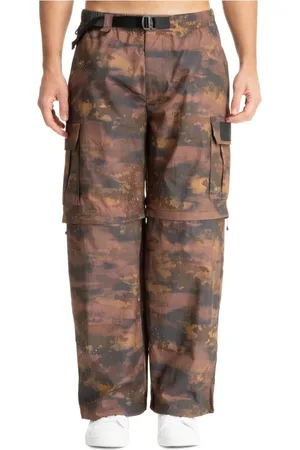EA7 Homme, Pantalons, Brun, Taille: M Joggers Abstraits Multicolores avec Bouton-pression et Fermeture Éclair