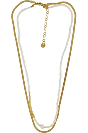 Dansk Copenhagen Femme, Accessoires, Jaune, Taille: ONE Size Élégant Collier de Perles Plaqué Or 18K