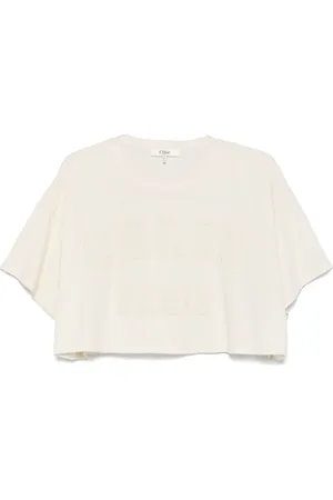 Chloé Femme, Tops, , Taille: 40 FR Hauts Col Rond Manches Courtes