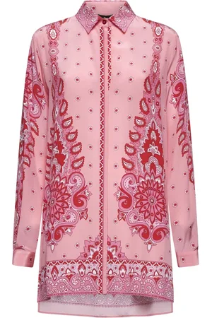 Etro Femme, Blouses et Chemises, Rose, Taille: 36 FR Chemise en soie rose à motif cachemire floral