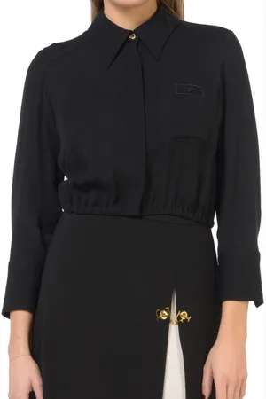 Elisabetta Franchi Femme, Blouses et Chemises, Noir, Taille: 44 FR Chemise Casual Noire avec Manches 3/4