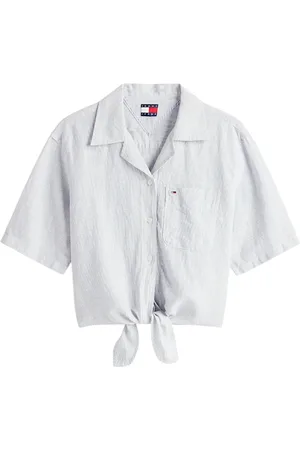 Tommy Hilfiger Femme, Blouses et Chemises, Bleu, Taille: 36 FR Chemise en coton avec logo et poche