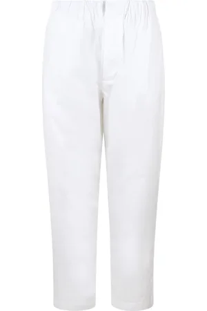 LOW BRAND Homme, Pantalons, Blanc, Taille: W34 Pantalon en coton à cordon de serrage coupe carotte