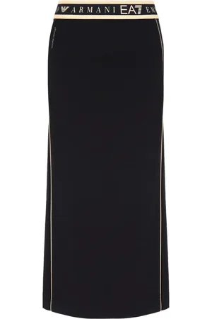 Emporio Armani Femme, Jupes, Noir, Taille: 40 FR Jupe Longue Noire avec Détail Logo