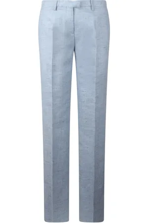 Etro Femme, Pantalons, Bleu, Taille: 36 FR Pantalon en mélange de lin à carreaux