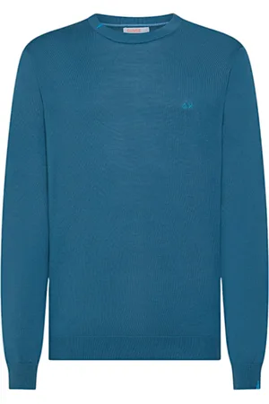 sun68 Homme, Sweatshirts et sweats à capuche, Bleu, Taille: XL Pull en Laine avec Logo Homme